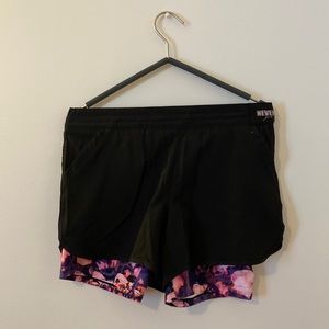 Black, purple and pink shorts